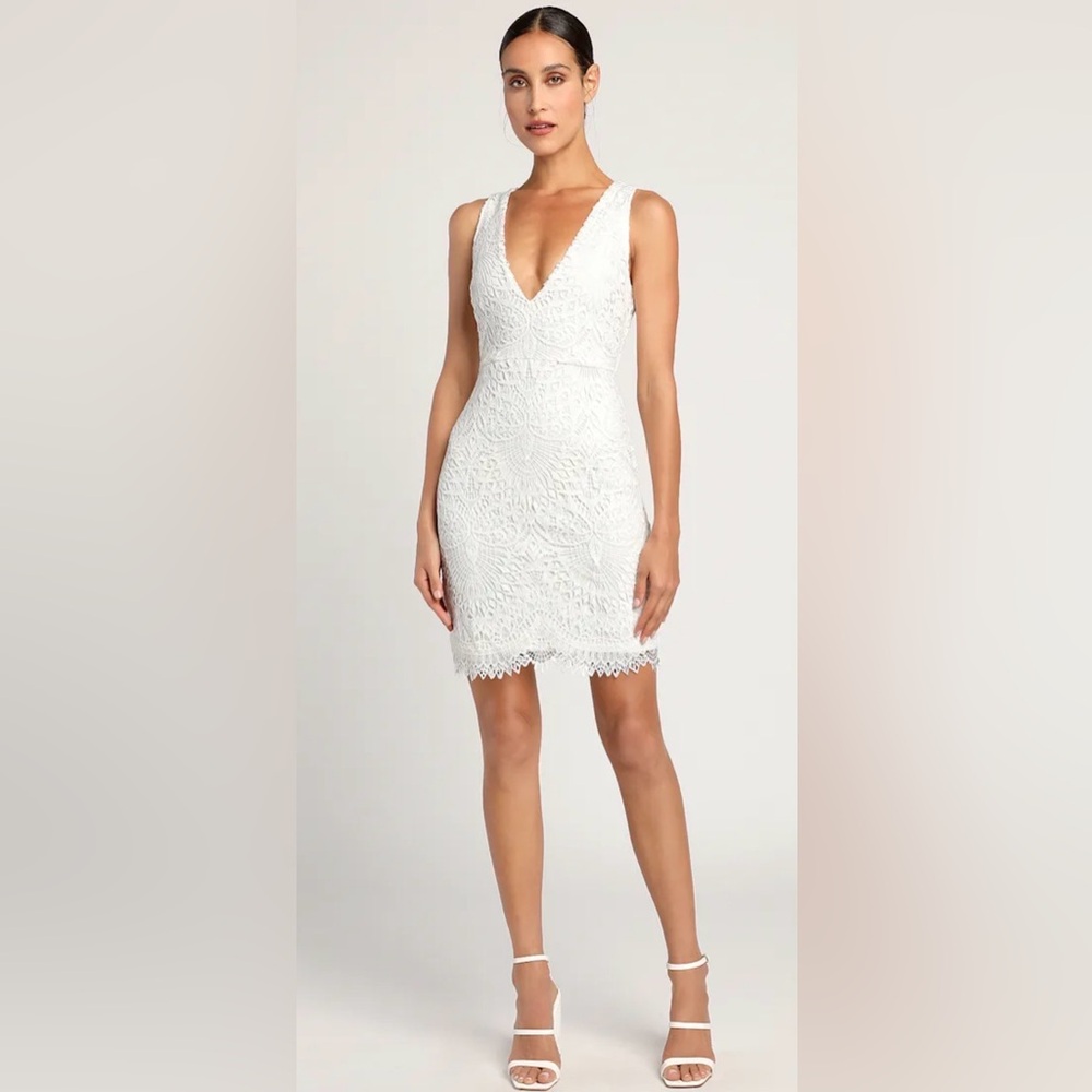 Lulus Truly Beloved White Lace Bodycon Dress